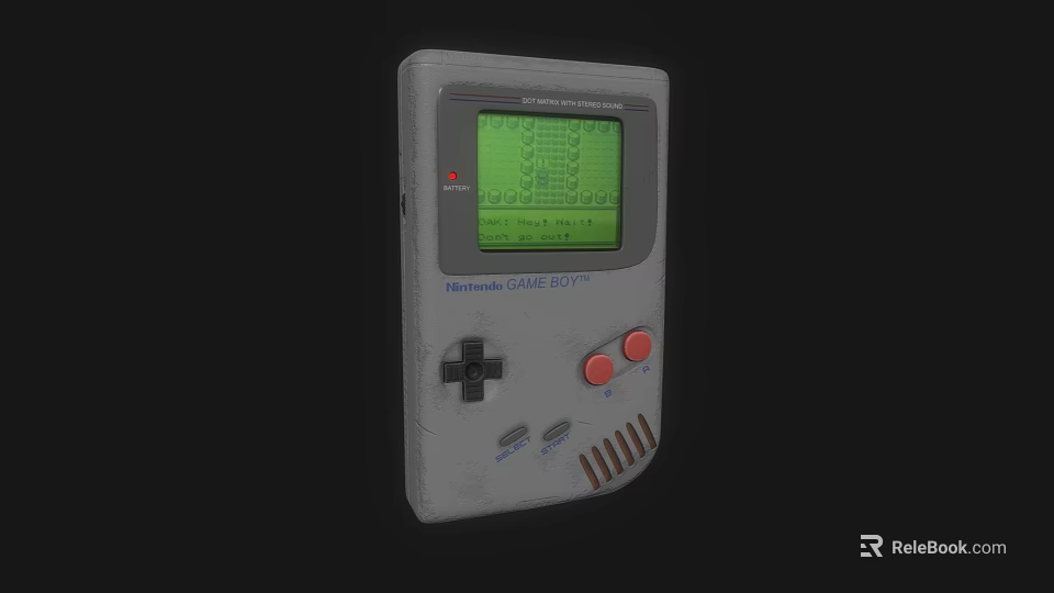 Classic Handheld Entertainment Electronics Game Boy Featuring Green Screen Game Display And Red Buttons 3d model 