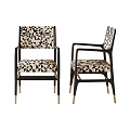 Modern Dining Chairs With Geometric Pattern Fabric Black Frame And Gold Legs