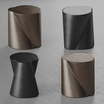 Modern Black and Brown Side Tables With Unique Twisted Design and Sleek Shape 3d model