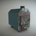 Old Rusted Turquoise Stove With Vintage Metal Body And Worn Design