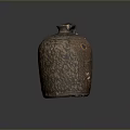 Artisanal Ceramic Jar Featuring Textured Surface Rustic Brown Orange Color And Curved Handle