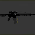 Tactical Modern Black Rifle With Scope And Bullets On Gray Surface