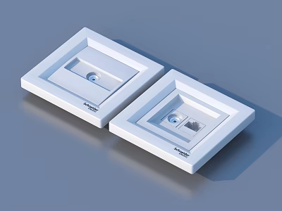 White Square Electrical Switch Panels For Home Living Daily Use Accessories 3d model