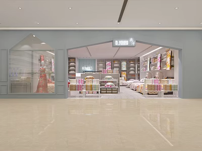 Bright Spacious D'JUNO Store Interior With Neatly Arranged Shelves And Products 3d model