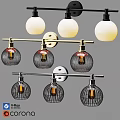 Vintage Style Wall Lamps With Spherical Glass Shades And Metal Brackets