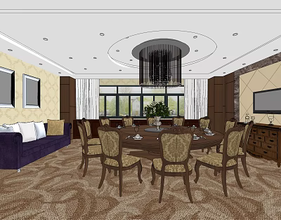 American-style private restaurant 3d model