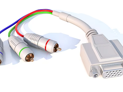 High Quality VGA Cable With Multi Colored RCA Plugs And Connectors 3d model