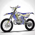 Blue And White Sporty Dirt Bike With Modern Off Road Design Features