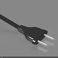 Household Essential Black Electrical Plug With Two Metal Prongs And Cable
