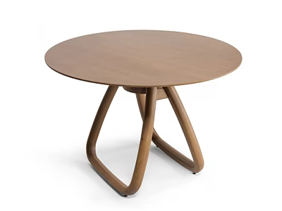 Modern Round Wooden Dining Table With Unique Geometric Legs Design 3d model