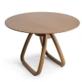 Modern Round Wooden Dining Table With Unique Geometric Legs Design 3d model