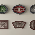 Carved Lattice Windows with Various Shapes and Colorful Frames and Intricate Patterns