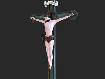 Religious Decorative Ornament Set With Cross And Jesus Figure Decoration Design 3d model
