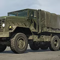 Desert Tan Military Cargo Truck With Canvas Covered Bed Large Off Road Tires