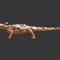 Realistic Reptile Model Featuring Spiked Back Horned Head And Reddish Brown White Patterns 3d model