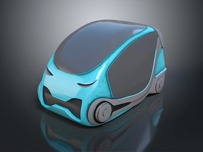 Modern Blue Concept Car With Sleek Body And Transparent Roof Design 3d model