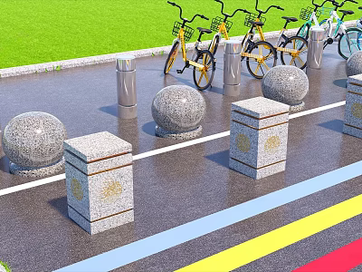 Modern car block stone car block stone road block stone car stop stone pier car stop stone block stone pillar 3d model