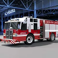Red And White E6 Fire Truck With Ladder And Emergency Vehicle Features