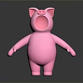 Cute Pink Pig Toy Figure With Open Mouth For Children Play
