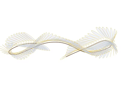 Elegant Modern Chandelier With Feather Design Gold White Curved Flowing Shape 3d model