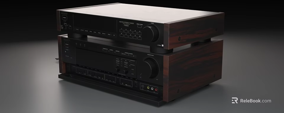 Premium Headphone Audio System With Stacked Components Wooden Panels And Control Knobs 3d model 