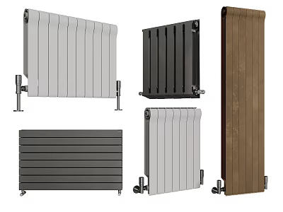 Modern Radiators in Various Colors and Styles Vertical and Horizontal Designs for Home Heating 3d model