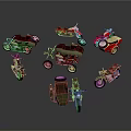 Vintage Classic Motorcycle Models Collection With Sidecar Various Colors And Detailed Designs