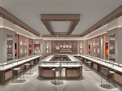 Modern Jewelry Store China Gold Jewelry Store 3d model