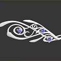 Elegant Silver Brooch Featuring Blue Gemstones And Intricate Curved Floral Design