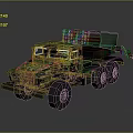 Green Military Truck with Missile Launcher System and Heavy Duty Six Wheeled Design