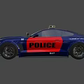 Blue Police Sports Car with Roof Lights and Front Push Bumper