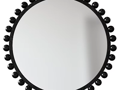 Round Mirror With Black Spherical Decorative Frame For Home Wall Decor 3d model
