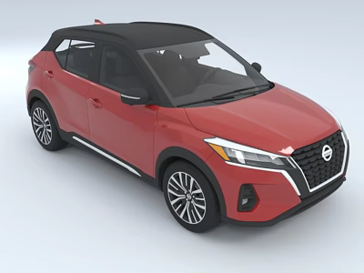 Modern Red Nissan SUV with Black Roof Sleek Exterior and Alloy Wheels 3d model