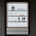 Modern Built in Wine Rack With Wine Bottles Glasses And Marble Background