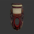 Ancient Leather Armor Featuring Red Bandana Fringe And Decorative Leather Straps