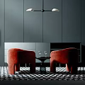 Indoor Vintage Sofa Coffee Table Single Person Sofa Sideboard Restaurant Sofa Sideboard Chandelier Sofa Coffee Table Sideboard Scene 3d model