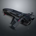Futuristic Sci Fi Vehicle With Black Aerodynamic Body And Red Accents