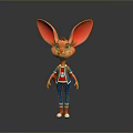Cute Cartoon Rabbit Character With Big Ears Blue Pants And Red Backpack 3d model