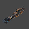Futuristic Orange And Black Sci Fi Weapon With Mechanical Structure And Giant Barrel