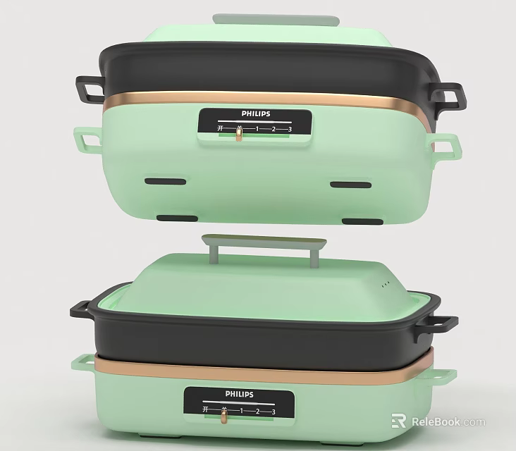 Philips Green Electric Cookers With Stacked Design And Modern Control Panel 3d model 