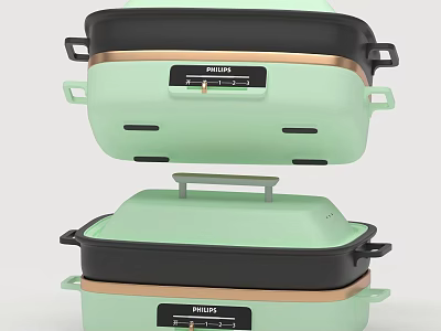 Philips Green Electric Cookers With Stacked Design And Modern Control Panel 3d model