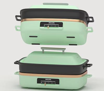 Philips Green Electric Cookers With Stacked Design And Modern Control Panel 3d model