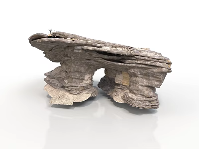 Natural Rock Bench Structure With Layered Stone Texture And Supporting Base 3d model