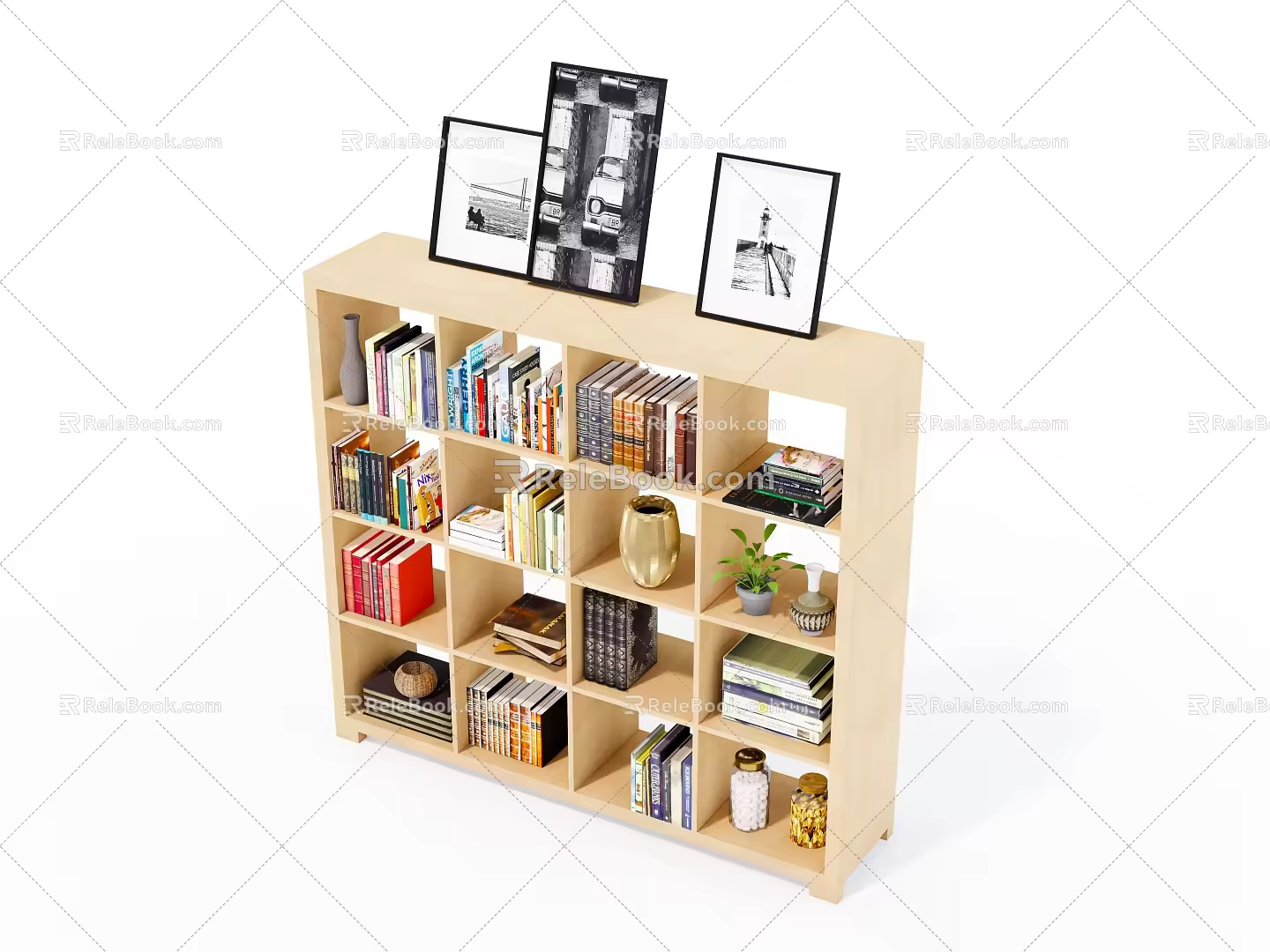 Modern Bookshelf Solid Wood Bookshelf 3d model