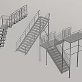 Black Metal Stairs With Railing Different Architectural Design Display Models 3d model