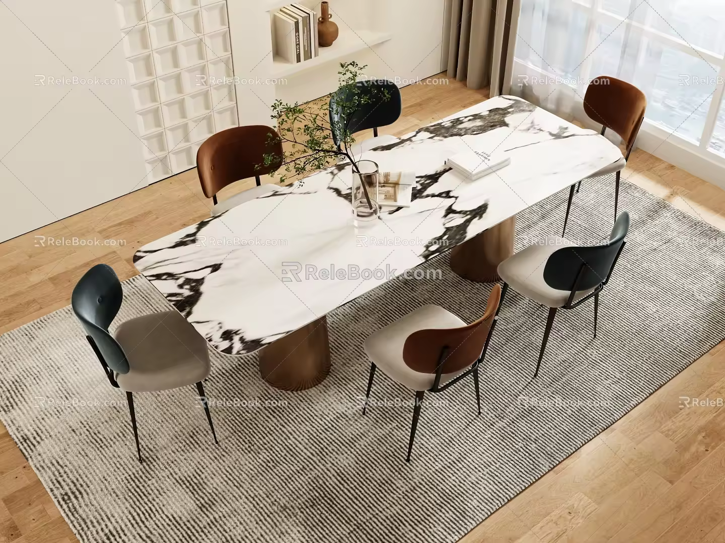Dining table and chair 3d model