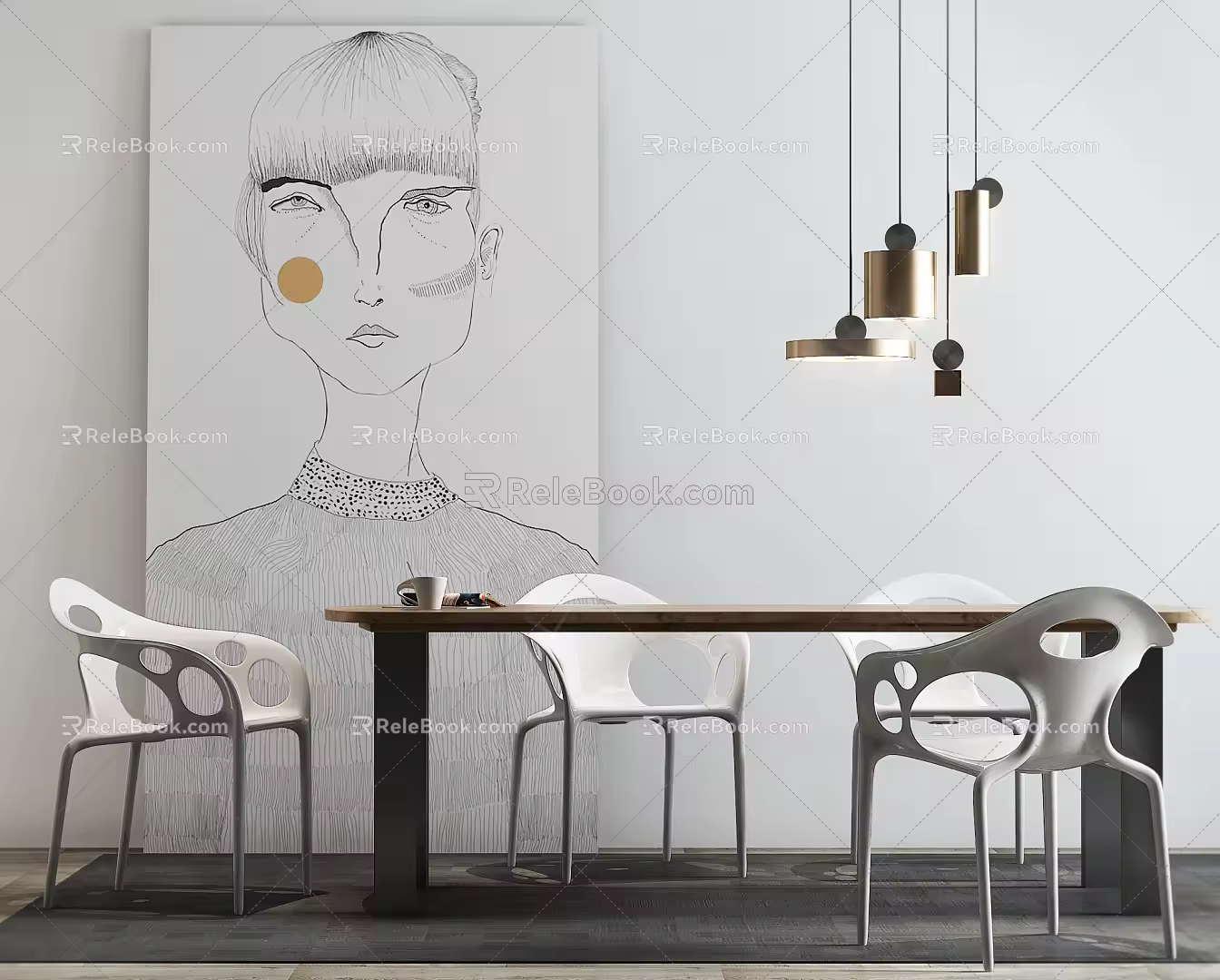 Modern Dining Table Chair Combination Dining Table Chair 3d model