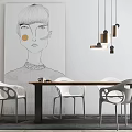 Modern Dining Table Chair Combination Dining Table Chair 3d model