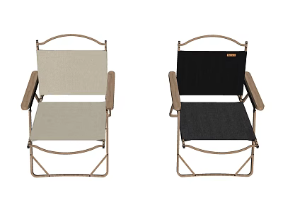Stylish Folding Lounge Chairs With Metal Frame Armrests And Two Tone Cushioned Seats 3d model