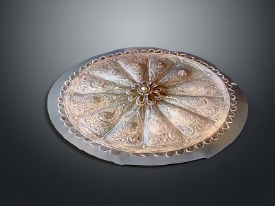 Elegant Metallic Ornamental Decor Set With Intricate Circular Pattern And Central Accent 3d model
